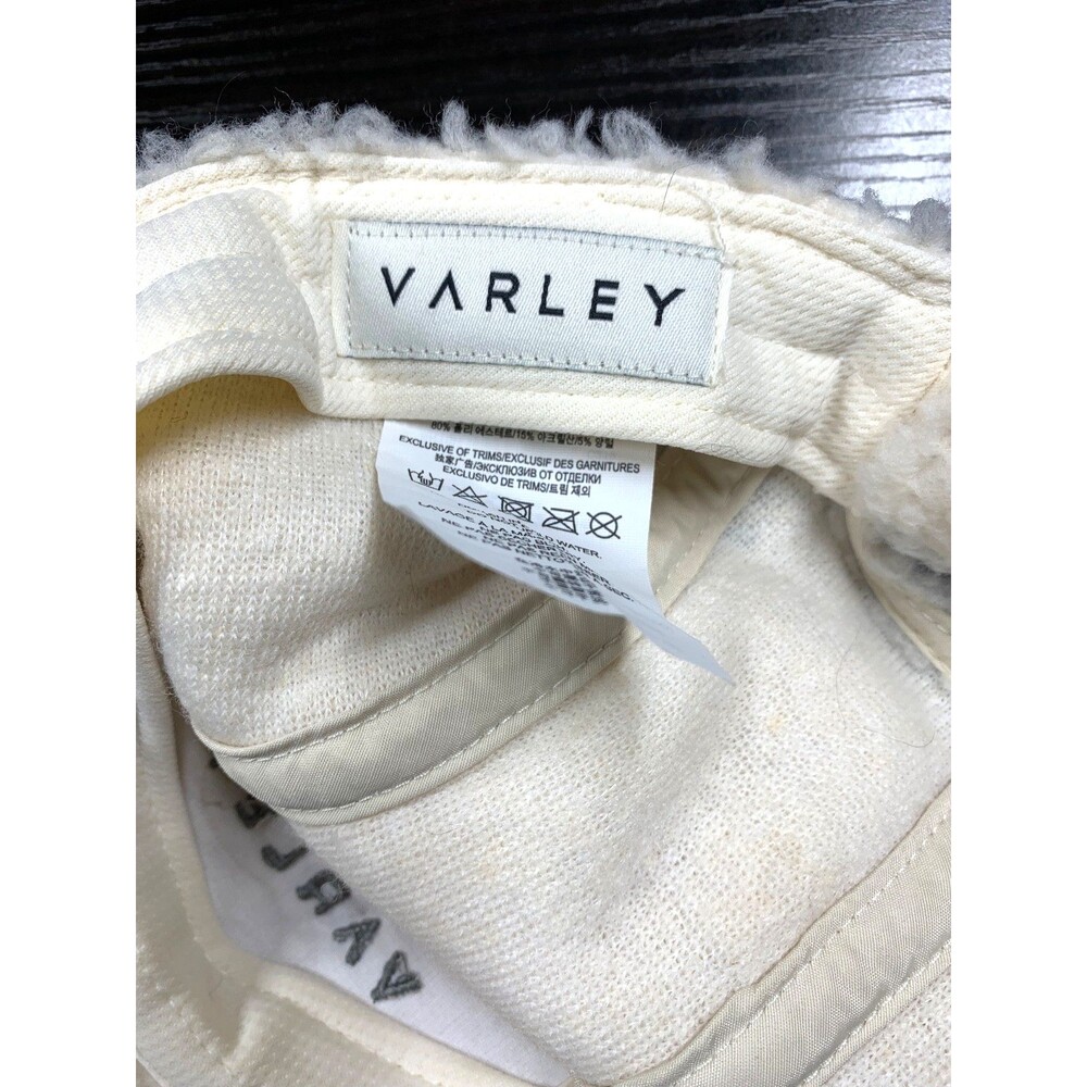 Varley Soft White Sherpa Baseball Cap Sonia Wool Blend Embroidered Logo Hat - Picture 3 of 6